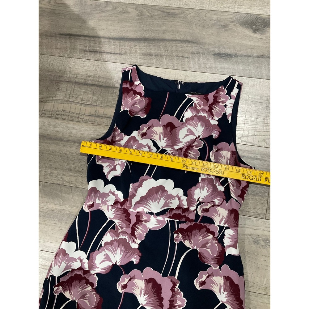 Ann Taylor Factory Petite Floral Sheath Dress Navy Plum Sleeveless 6P - Picture 4 of 8
